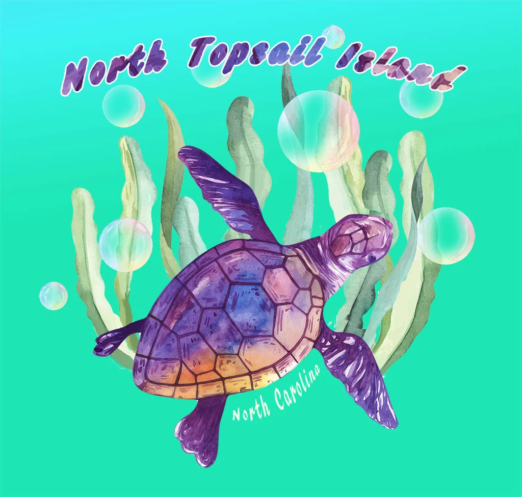 Sea Turtle over Ocean Plants with Bubbles